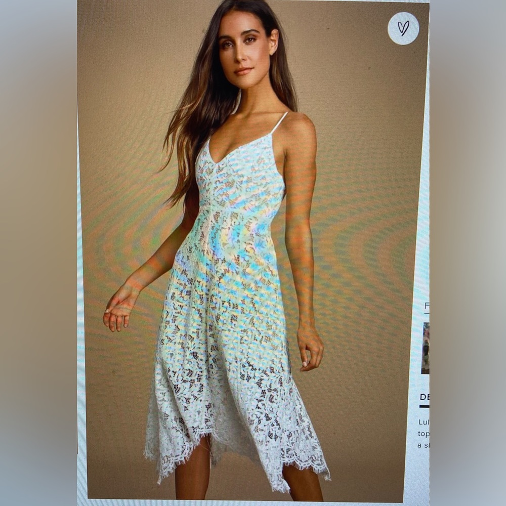 Lulus Beautiful “One Wish “ White Lace Midi Dress~A Lulus Exclusive